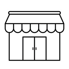 Black Line Shop Store Exterior Building Icon Vector Illustration