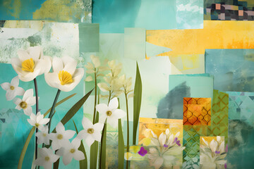 Abstract spring collage, Generative AI