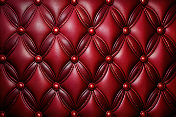 Red leather, carriage coupler with buttons. Generative AI