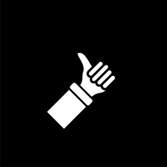 Fototapeta premium Thumb Up Glyph Pictogram. Isolated on black background 