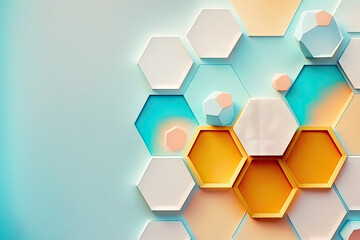 Fototapeta na wymiar A hexagon background in a summer style - Wallpaper with summer hexagon form elements - Backdrop with summer and heaxagons style - Created with Generative AI technology