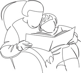 grandmother reading a book to her granddaughter