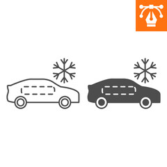Car air conditioning line and solid icon, outline style icon for web site or mobile app, car service and repair, air conditioner vector icon, simple vector illustration, vector graphics.