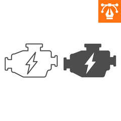 Car electric engine line and solid icon, outline style icon for web site or mobile app, car service and automobile, electric motor vector icon, simple vector illustration, vector graphics.