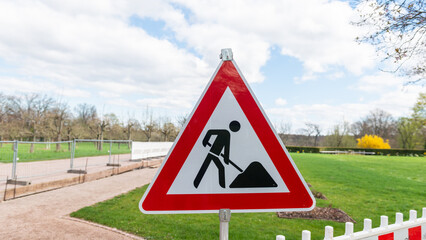 construction sign in the park