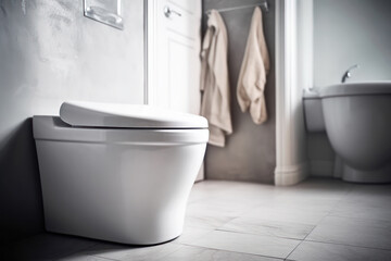 Fototapeta na wymiar Modern bathroom toilet, generative AI