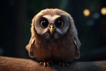 A cute owl looking at the camera, Generative AI