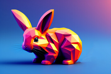 Fototapeta na wymiar Low poly rabbit in pastel colors.