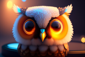 Obraz premium Cute adorable baby owl made of crystal ball.