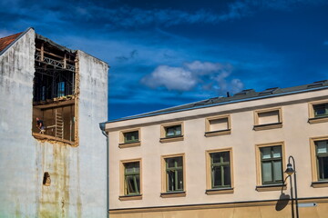 rostock, deutschland - haussanierung in der altstadt