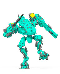 combat mech is stepped in that