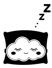 Zzz sleep snore and cute kawaii pillow vector icon. Night sleepy noise sound illustration isolated on white background.