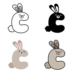 Alphabet C in flat style isolated