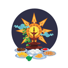 Hand Drawn Sinhala & Tamil New Year Vector Design