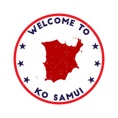 Welcome to Ko Samui stamp. Grunge island round stamp with texture in Azulado color theme. Vintage style geometric Ko Samui seal. Awesome vector illustration.
