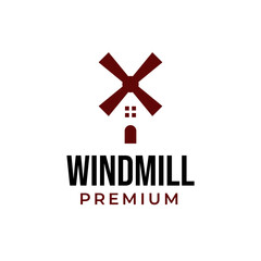 Vector windmill house logo design concept illustration idea