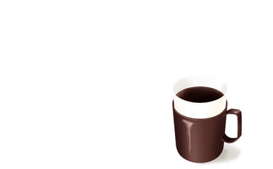 イラスト素材・カップホルダー付き紙コップのホットコーヒー  白背景 色違い・差分あり