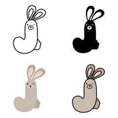 Alphabet J in flat style isolated