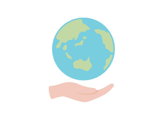 手と地球 SDGs 環境問題 気候対策 ベクターイラスト