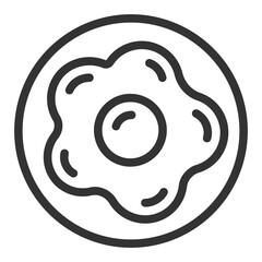 Fried eggs on a plate - icon, illustration on white background, outline style
