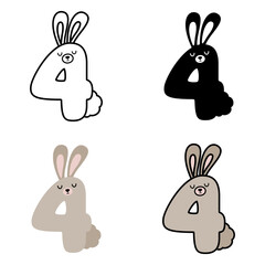 Number 4 in flat style isolated