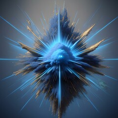 blue powder explosion in abstract space, AI generation