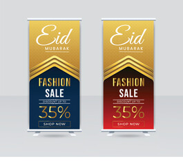Eid Mubarak fashion sale roll up banner template design