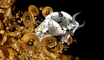 bullish divergence concept, bull robot