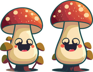 Mushroom cartoon drawing isolated on white vector illustration