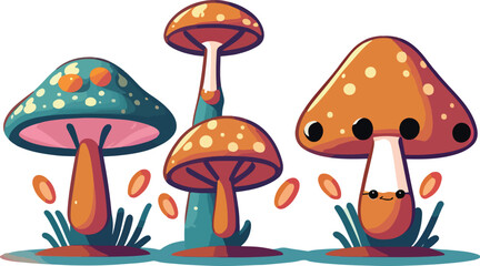 Mushroom cartoon drawing isolated on white vector illustration