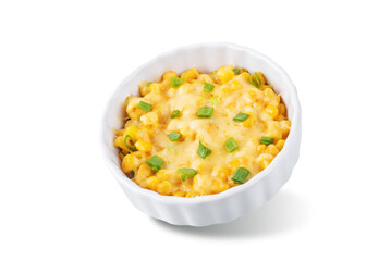 Korean cheese corn on a white isolated background