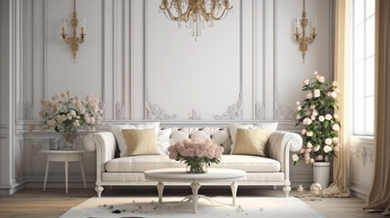 Living room interior in classic style.generative ai