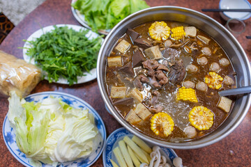 Taiwanese cuisine ginger duck soup hot pot