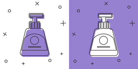 Set Cream or lotion cosmetic tube icon isolated on white and purple background. Body care products for woman. Vector