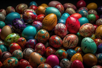 Fototapeta na wymiar Joyful Abstract Easter Eggs Close-up - Generative AI