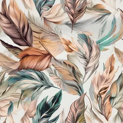 Fotobehang Stijlen patronen Seamless boho floral watercolor background, watercolor pattern, AI generative background pattern in natural tones  © Friedbert