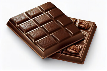 Fototapeta premium Dark chocolate on white background. Generative Ai