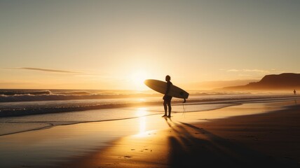 The Art of Surfing into the Sunset: A Silhouette of a Surfer and Their Board, AI-Generated
