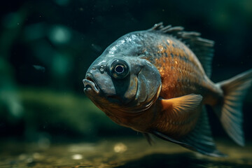 Carnivorous piranha underwater. Generative AI