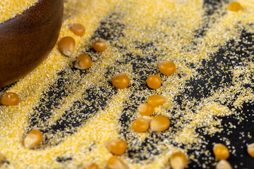 yellow corn grain flour for cooking polenta porridge