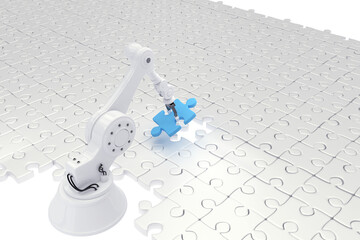 Robot setting up jigsaw puzzles