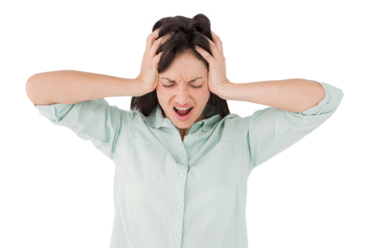 Depressed woman shouting