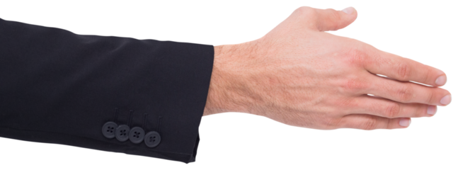 Close up of businessman offering handshake