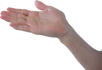 Cropped hand of person pretending to hold invisible object