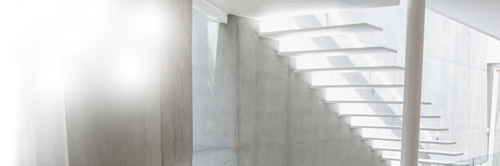 Steps against wall in brightly lit office