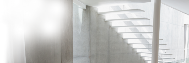 Steps against wall in brightly lit office