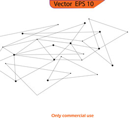 Abstract background, geometric shapes with connecting the dots and lines. Networking concept, internet connection and global communication.  Transparent background. Vector illustration.