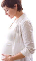 Relaxed pregnant woman with eyes close