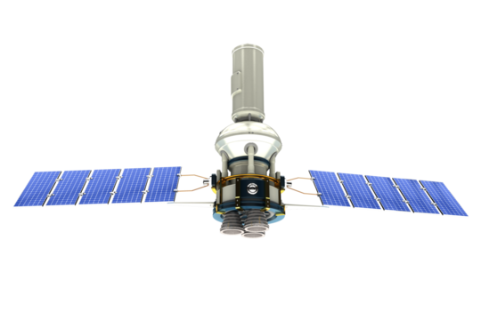 3d image of blue modern solar satellite