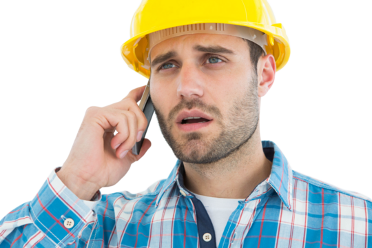 Carpenter using cellphone